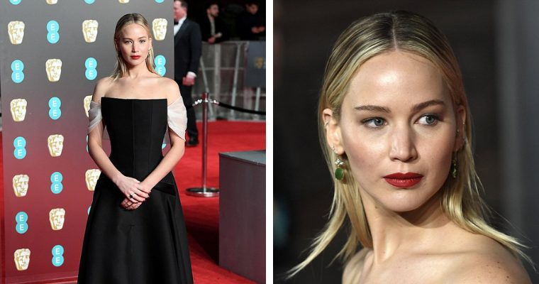 Jennifer Lawrence Stuns In A Sophisticated Off The Shoulder Black Gown Highlighting Her